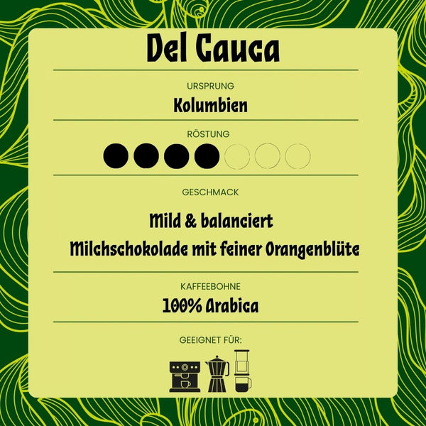 Del Cauca - Espresso - Marzipan, Milchschokolade und Orangenblüte
