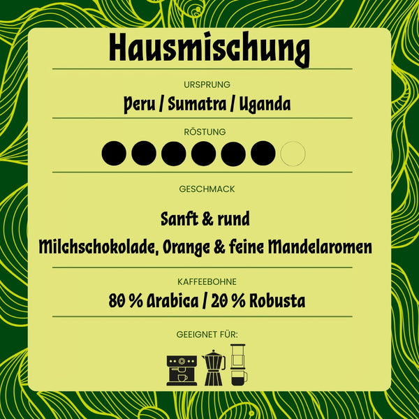 Hausmischung - Espresso Blend - Milchschokolade, Orange & feine Mandelaromen