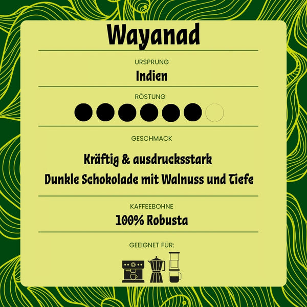 Wayanad - Espresso - Dunkle Schokolade mit Walnuss und Tiefe