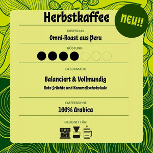 Der Herbstkaffee ist ein Omni-Roast Microlot aus Peru.